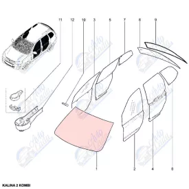   Lada Granta - Kalina 2 első szélvédő esőérzékelős és fűtéssel Avtovaz