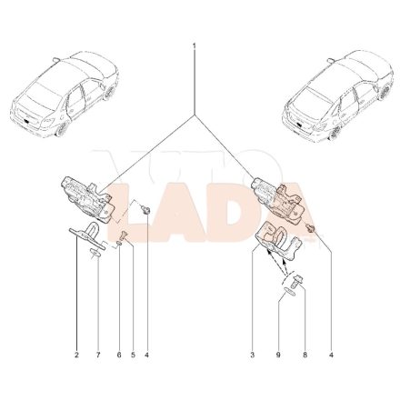 Lada Granta sedan és liftback mechanikus és elektromos ajtózárszerkezet Avtovaz