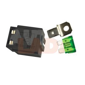   Füles rélé 12 V 30 A 4 lábú cserélhető 30 Amperes biztosítékkel és kivehető füllel