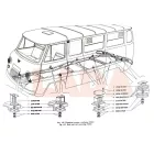 UAZ 452 karosszéria rögzítő garnitúra fehér poliuretán párnákkal