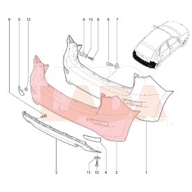   Kalina 2 Hatchback hátsó lökhárító tolató szenzor helye kialakítva