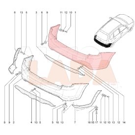   Kalina 2 Kombi hátsó lökhárító tolató szenzor helye kialakítva