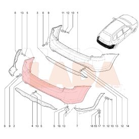   Kalina 2 Cross hátsó lökhárító - tolató szenzor helye kialakítva