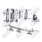 Trabant 601 hátsó lámpabúra fehér-piros