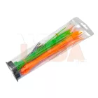 Színes kábelkötegelő készlet 100 db-os fekete fehér narancs és zöld színben